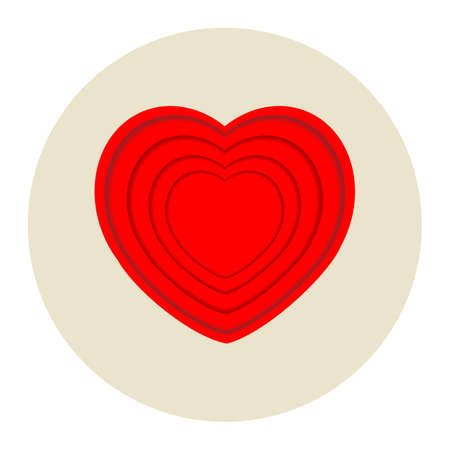 Red heart paper cut icon.Valentine's day symbolのイラスト素材