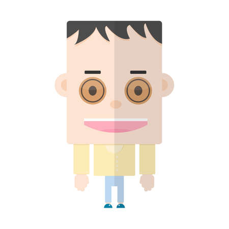 Geek guy isolated on white background.Flat cartoon character iconのイラスト素材