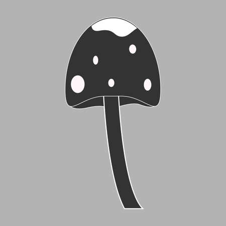 Mushroom silhouette icon isolated on grey backgroundのイラスト素材