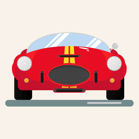 Red classic luxury car.Front view.Isolated on beige backgroundのイラスト素材