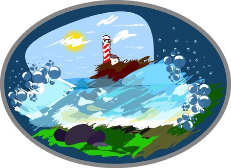 holiday at the sea plate, landscape near the coastのイラスト素材