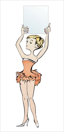 Young woman holding empty banner for your textのイラスト素材