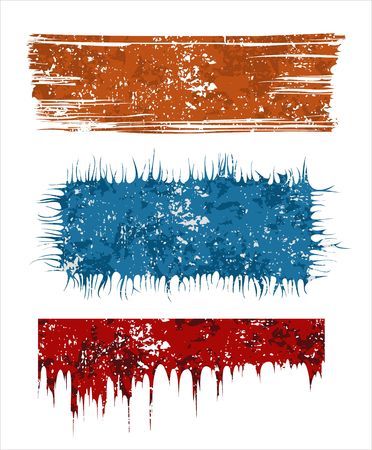 three coloured different shape grunge banners.のイラスト素材
