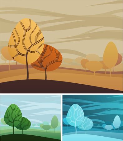 Creative nature theme background with three color variationsのイラスト素材