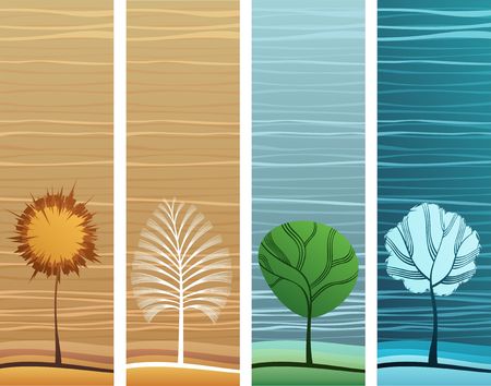 Four different design and colors nature theme bannersのイラスト素材
