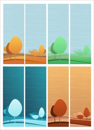 Two nature theme vertical banners with four color variations for eachのイラスト素材