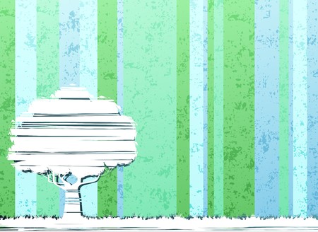  Background with grunge texture and lonely tree silhouette のイラスト素材