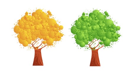  Creative isolated tree  with splash shapes のイラスト素材