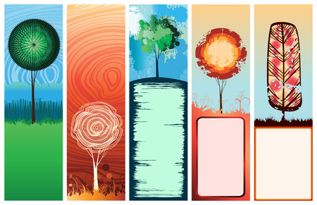 Five nature theme vertical banners のイラスト素材