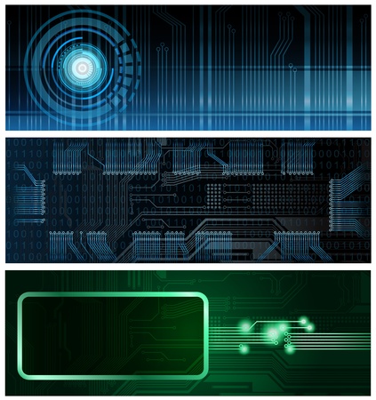 Three technology theme horizontal format banners. Eps10 のイラスト素材