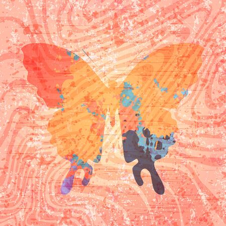 Abstract butterfly drawing on grunge background. Eps10 のイラスト素材