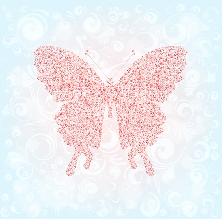 background with ornamented butterfly silhouette. のイラスト素材