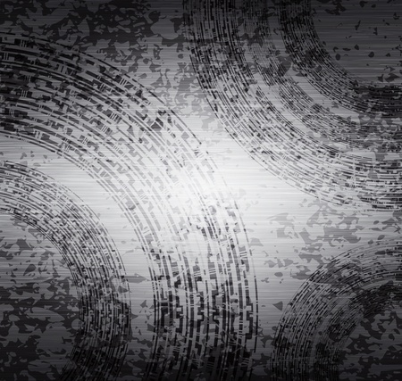 Abstract background with brushed metal texture, ornament, and grunge stains. Eps10 のイラスト素材