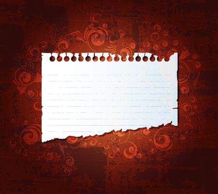 Torn notebook paper on grunge background. Eps10 vector. のイラスト素材