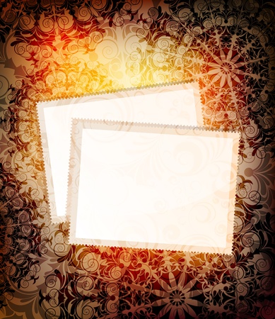 empty cards on ornamented background. のイラスト素材