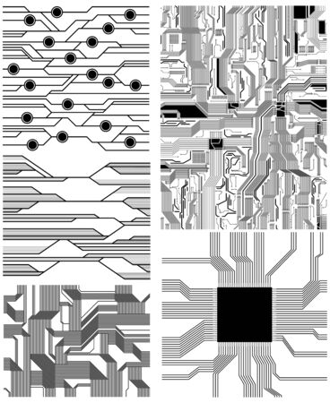 set of technology and electronics theme vector patterns. のイラスト素材