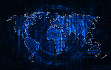 world map on modern technology theme background  eps10