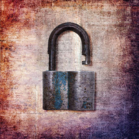 old lock on grungy background