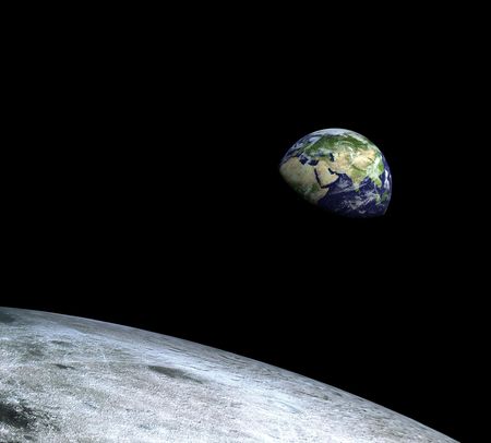 3d rendering image of the earth-globe from the moonの写真素材