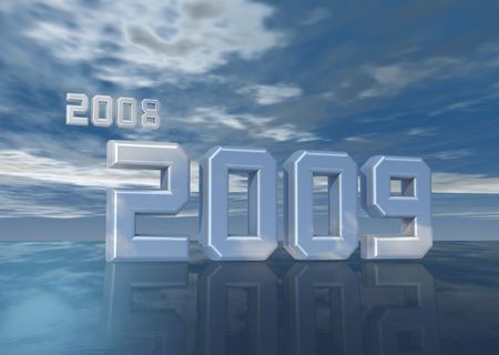 happy new year over the sea - 3d rendering
