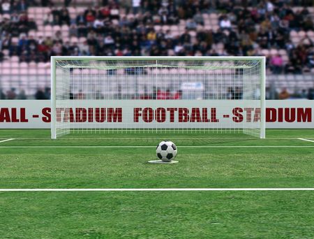 virtual view of a soccer stadium before penalty - digital artworkの写真素材