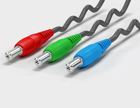 3d rendering of rgb cables on white backgroundの写真素材