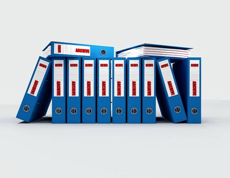contained journalistic file in blue ring bindersの写真素材