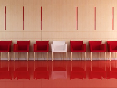 red and white office recertion - digital artworkの写真素材