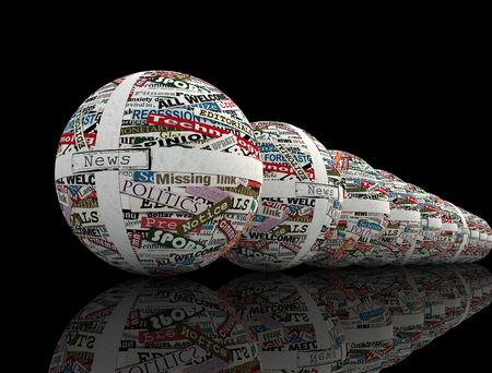 conceptual series of sphere realized with s of newspaper - renderingの写真素材