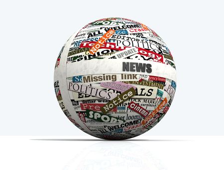 conceptual, sphere realized with clippings of newspaper - rendering conceptual, sphere realized with clippings of newspaper - rendering