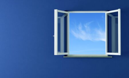 white windows opening to the blue sky- rendering