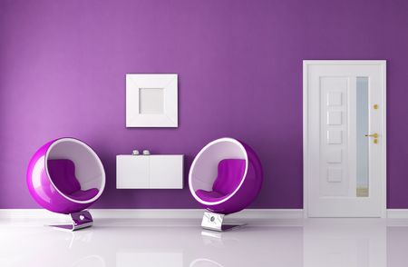 colored  home entry foyer with fashion armchair - renderingの写真素材