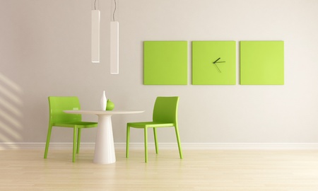 green and white minimalist dining room - renderingの写真素材