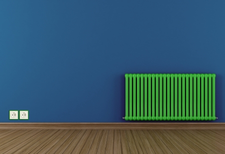 Green empty room with hot water radiator - renderingの写真素材