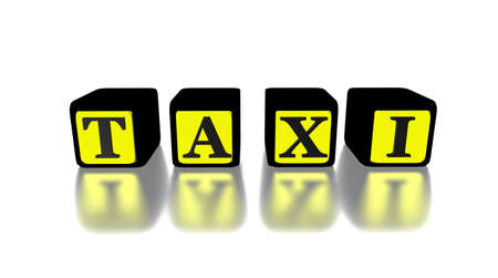 3D taxi  logo yellow and black isolated in whiteの写真素材