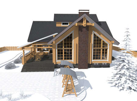 3D architecture model house gray with white environmentの写真素材