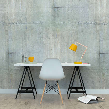 Room in loft style and concrete walls. 3D Renderingの写真素材