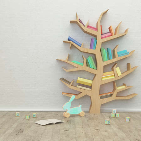 kids game room interior image with colorful toys. 3D Renderingの写真素材