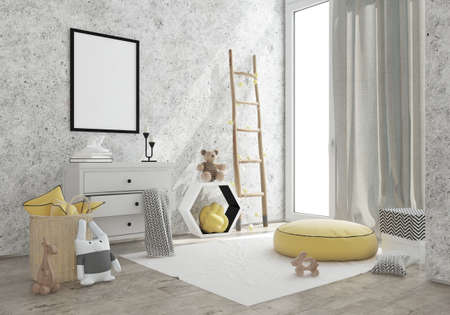kids game room interior image. 3D Rendering