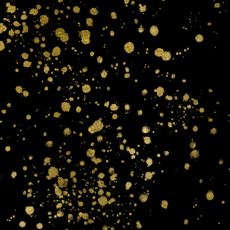random gold dots splashes on black background. vector eps 8のイラスト素材