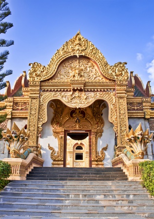 Gate of temple at Wat Phra Mahathat Chedi Chaimongkol in Thailandの写真素材