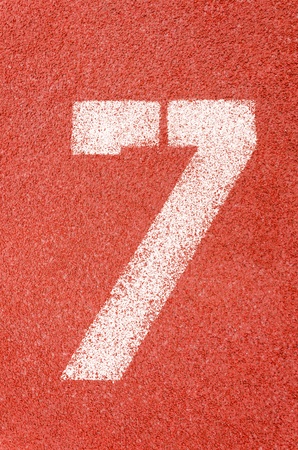 Numbers on red running trackの写真素材