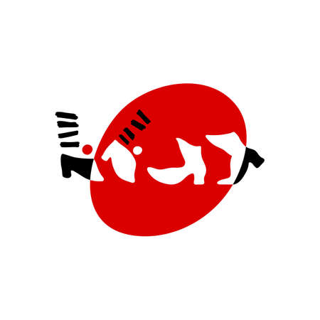 Dancing feet in a red spotlight. Party time icon. Vector Illustration.のイラスト素材