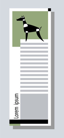 Doberman Dog breed silhouette. Vertical web banner templates. Avantgarde graphic style. Vector illustration on a gray abstract background.のイラスト素材