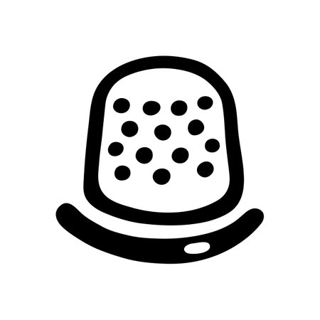 Thimble. Black and white Icon. Hand drawn vector illustration on white background.のイラスト素材