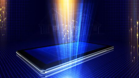 digital building matrix background is perfect for any type of news or information presentation. The background features a stylish and clean layoutの写真素材