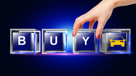 Buy Car letter written on glass cubeの写真素材
