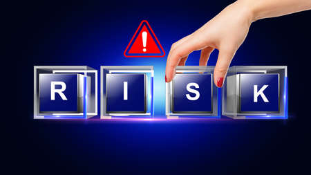 Risk Letter written on glass cubeの写真素材