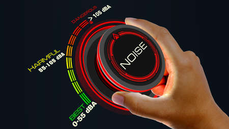 Noise Control Concept with knob button changing value Best to Dangerous  and reverseの写真素材