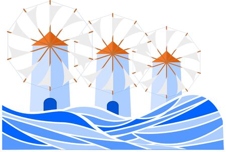 greek island windmills vector for your design or logoのイラスト素材